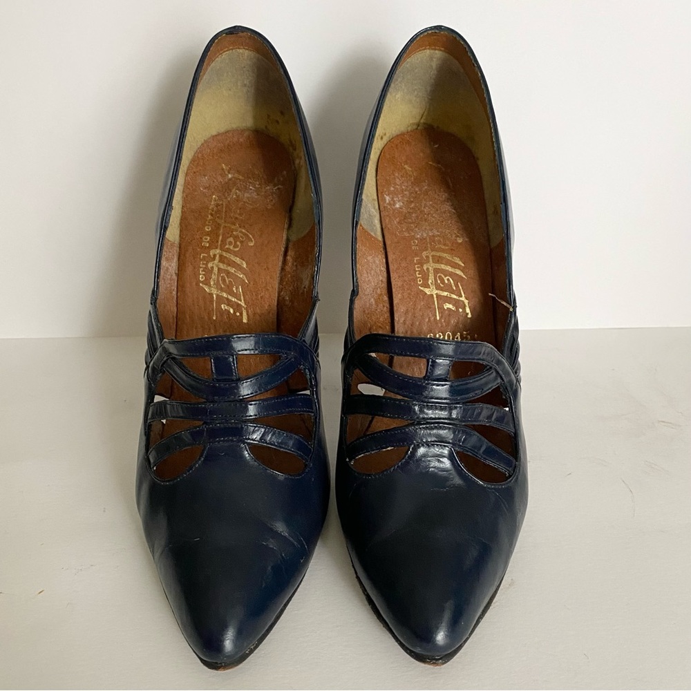 Vintage Navy Blue Leather Heels